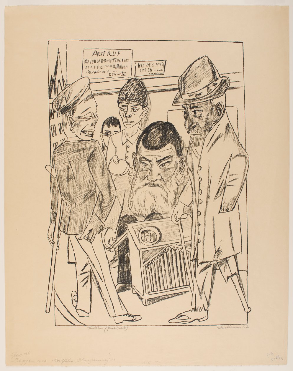 Tiggerne, tallerken 7 fra serien "Tur til Berlin 1922" af Max Beckmann