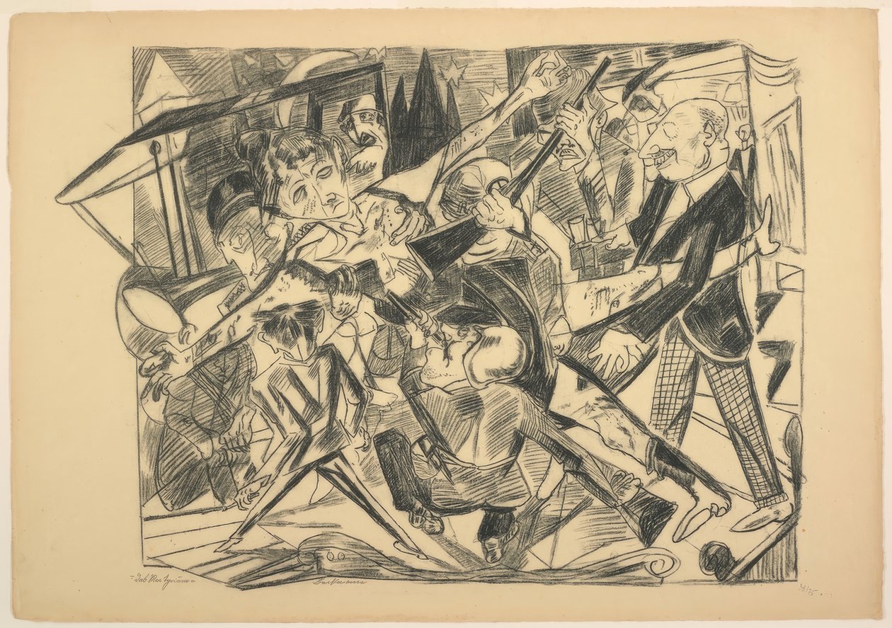 Martyrdommen, tallerken fire fra Die Hölle af Max Beckmann
