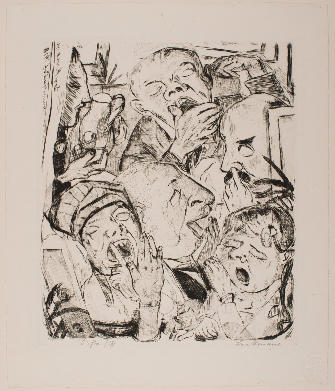 The Yawners, plade 7 fra porteføljen "Faces" af Max Beckmann