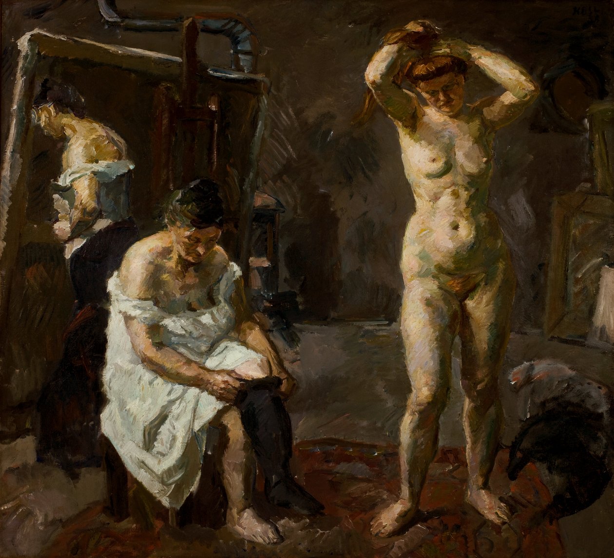 Tre kvinder i studiet af Max Beckmann