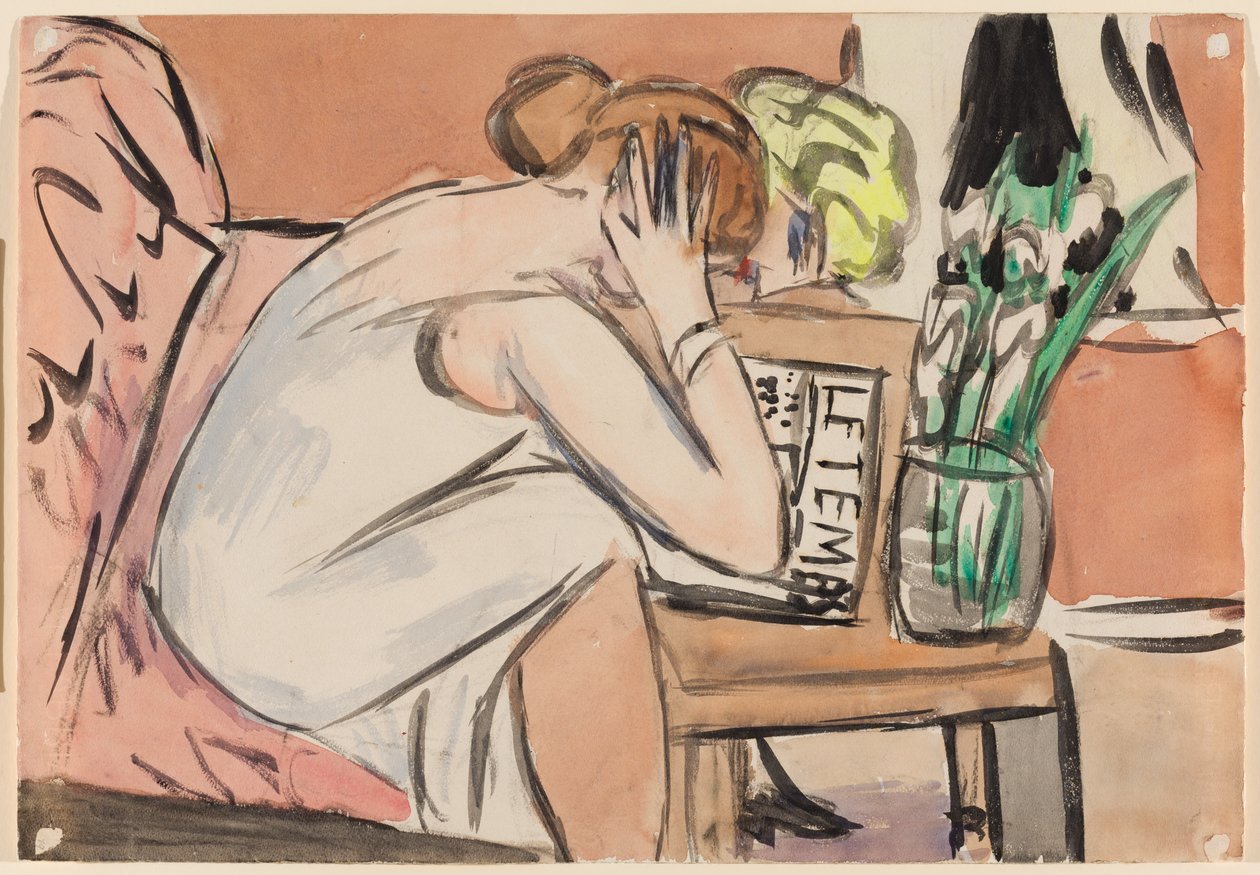 To piger, der læser af Max Beckmann