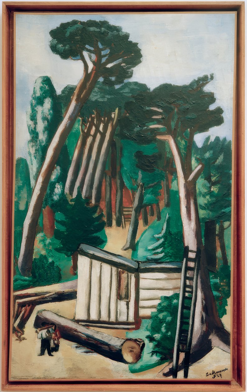 Skovlandskab med skovhuggere af Max Beckmann