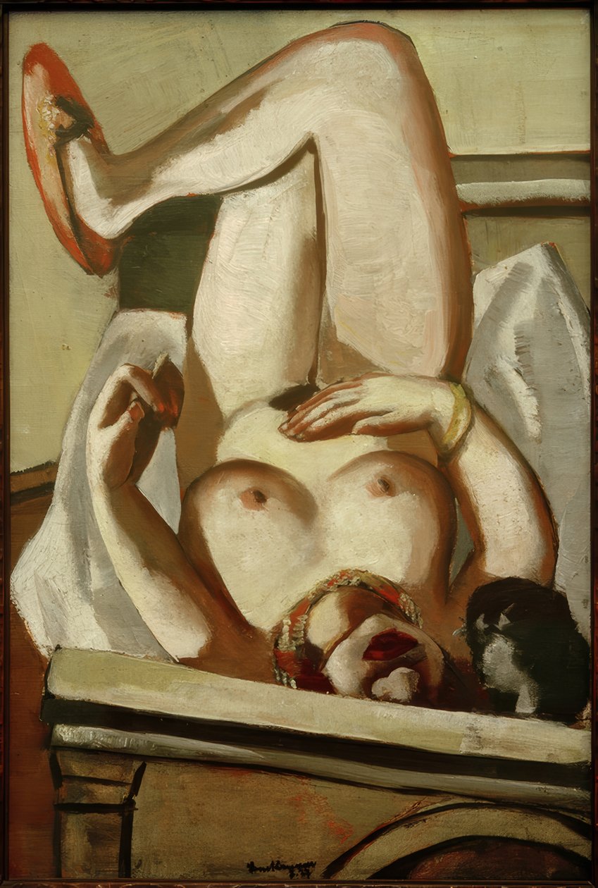 Kvinde nøgen med en hund af Max Beckmann