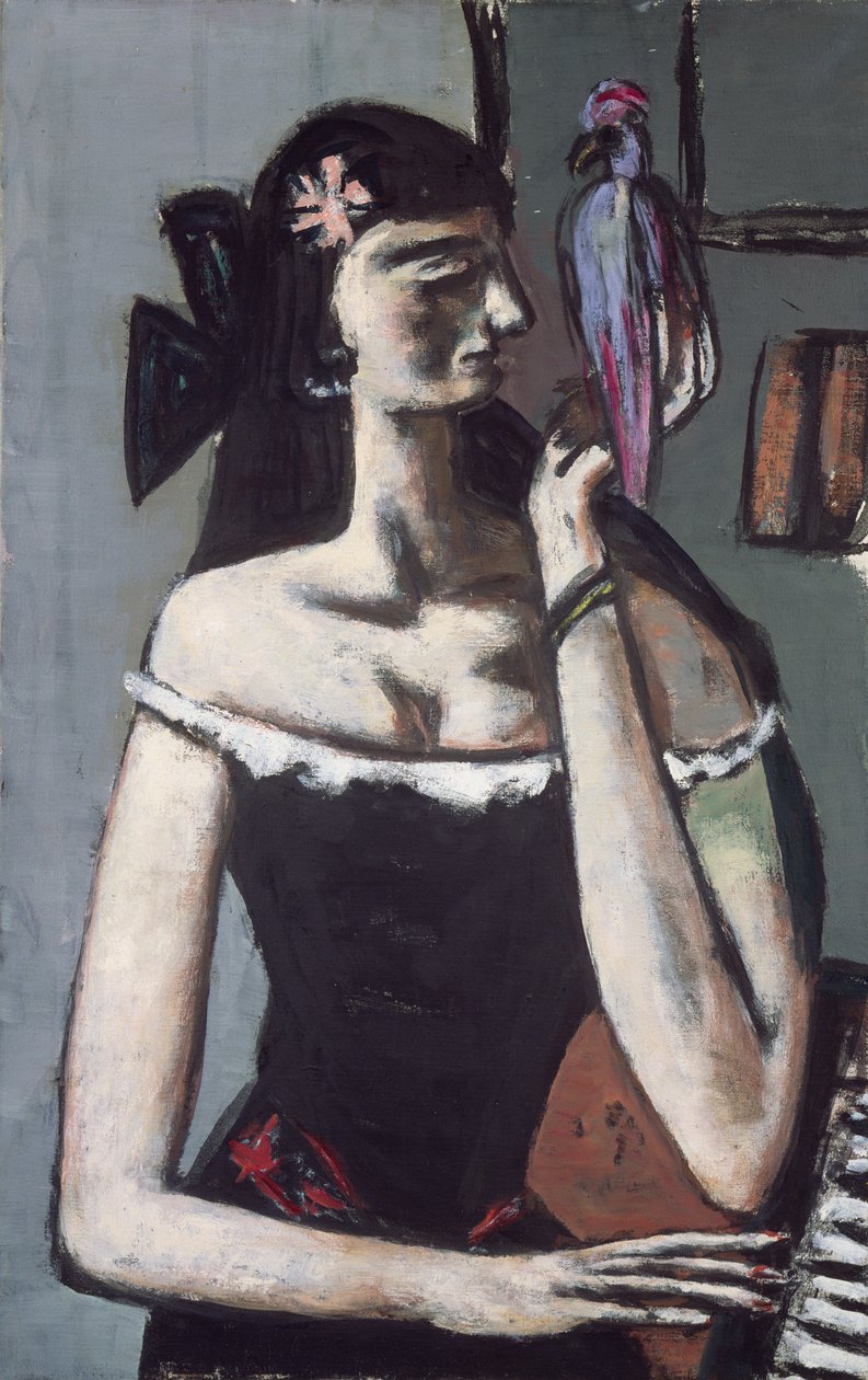 Kvinde med en papegøje af Max Beckmann