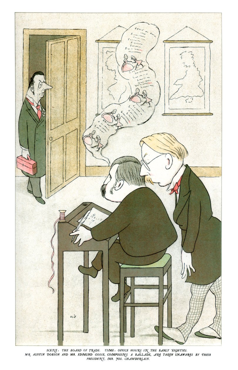 Austin Dobson og Edmund Gosse komponerer en ballade, 1904 af Henry Maximilian Beerbohm