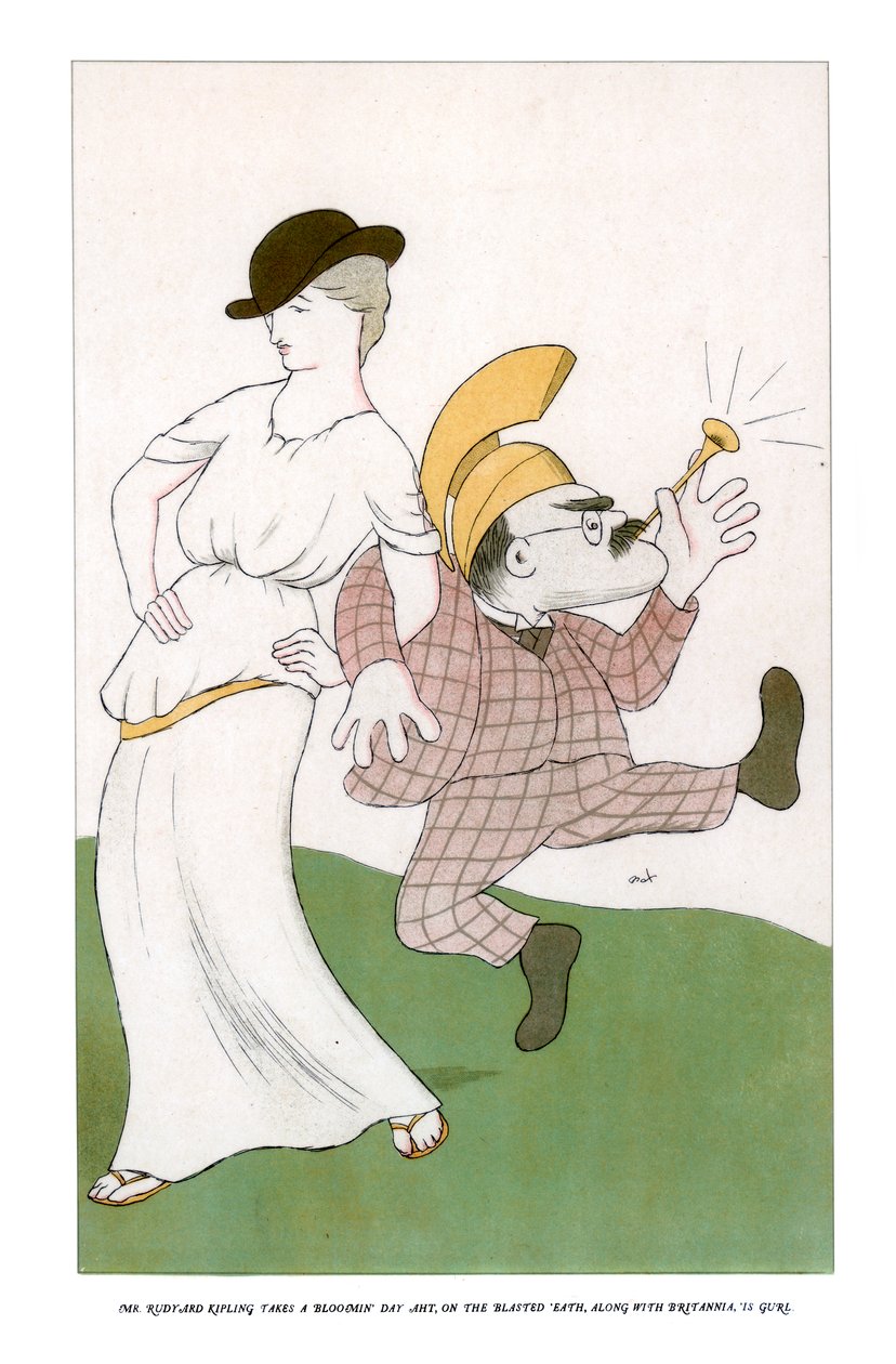 Hr. Rudyard Kipling tager en blomstrende dag aht, på den sprængte æt... 1904. af Henry Maximilian Beerbohm