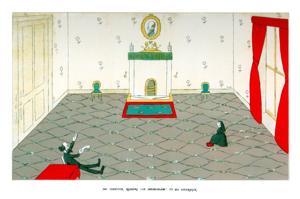 Mr. Tennyson, Reading In Memoriam to his Sovereign, 1904. af Henry Maximilian Beerbohm