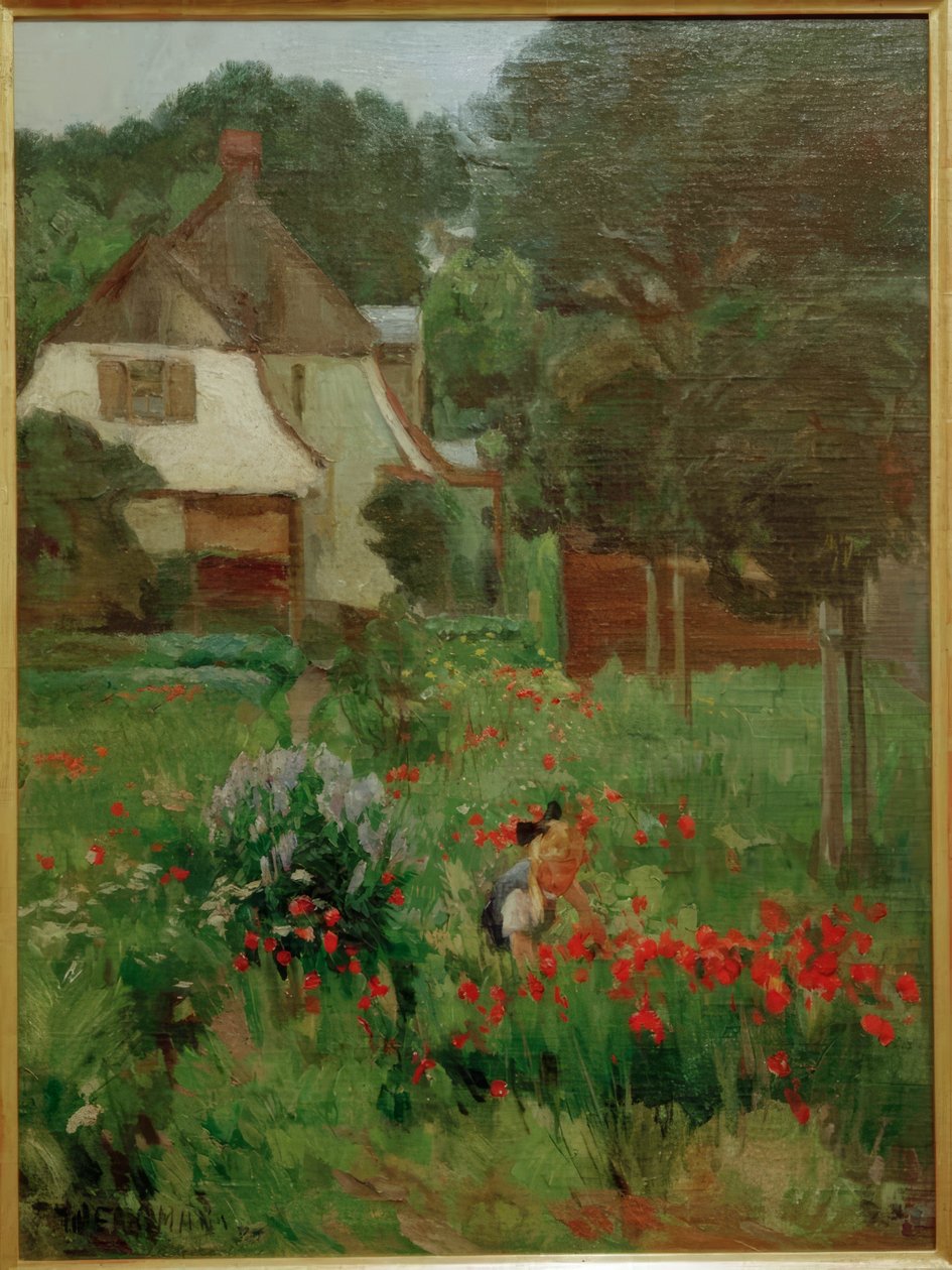 Blomsterplukkende barn af Max Bergmann