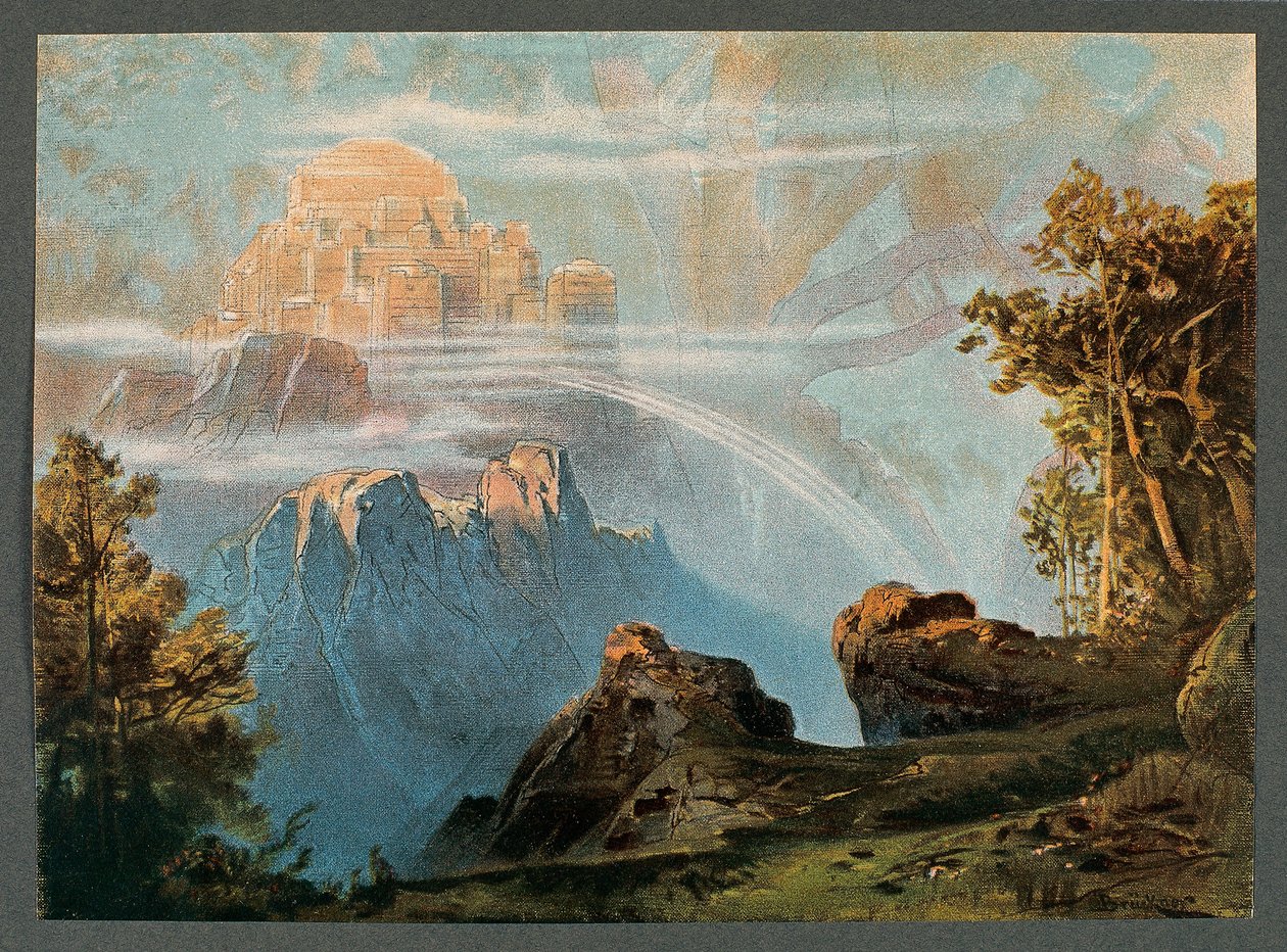 Frankrig, Paris, Scenografi til akt III af Nibelungens Ring - Rhinegold af Richard Wagner af Max Bruckner