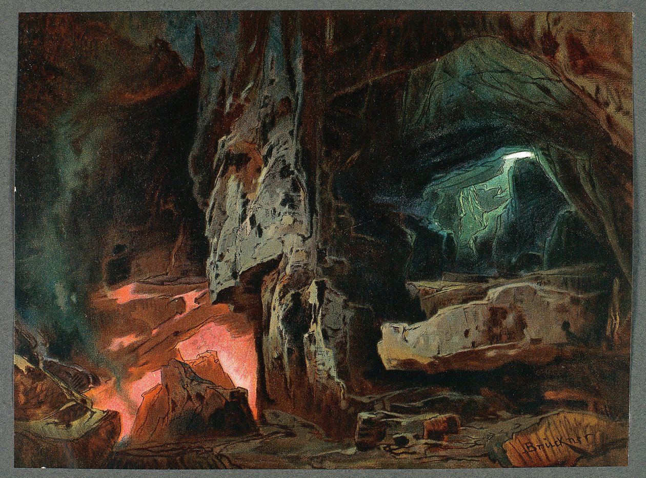 Frankrig, Paris, Scenografi til akt II af Nibelungens Ring - Rhinegold af Richard Wagner af Max Bruckner
