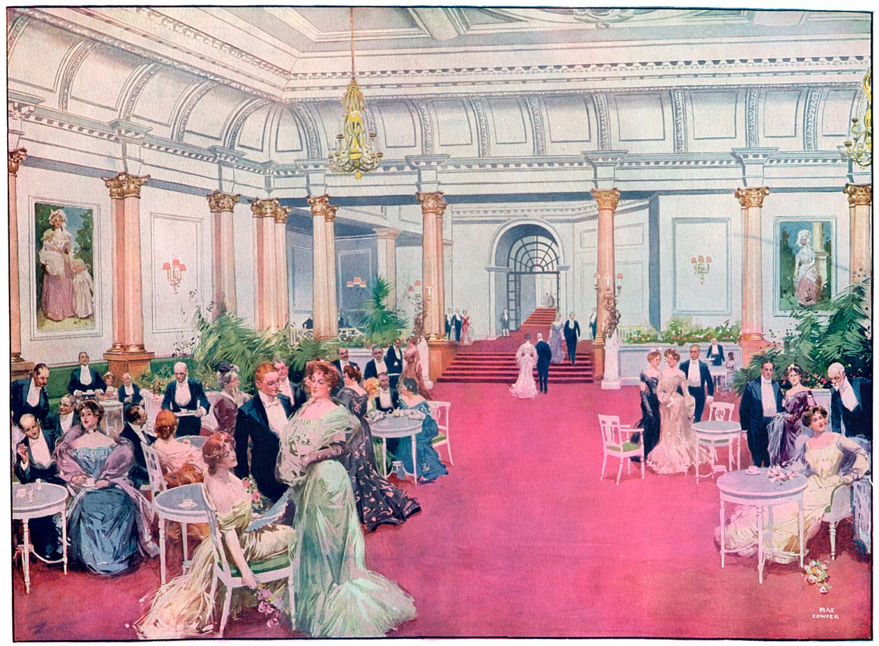 Foyeren på Savoy Restaurant, London, 1905. af Max Cowper