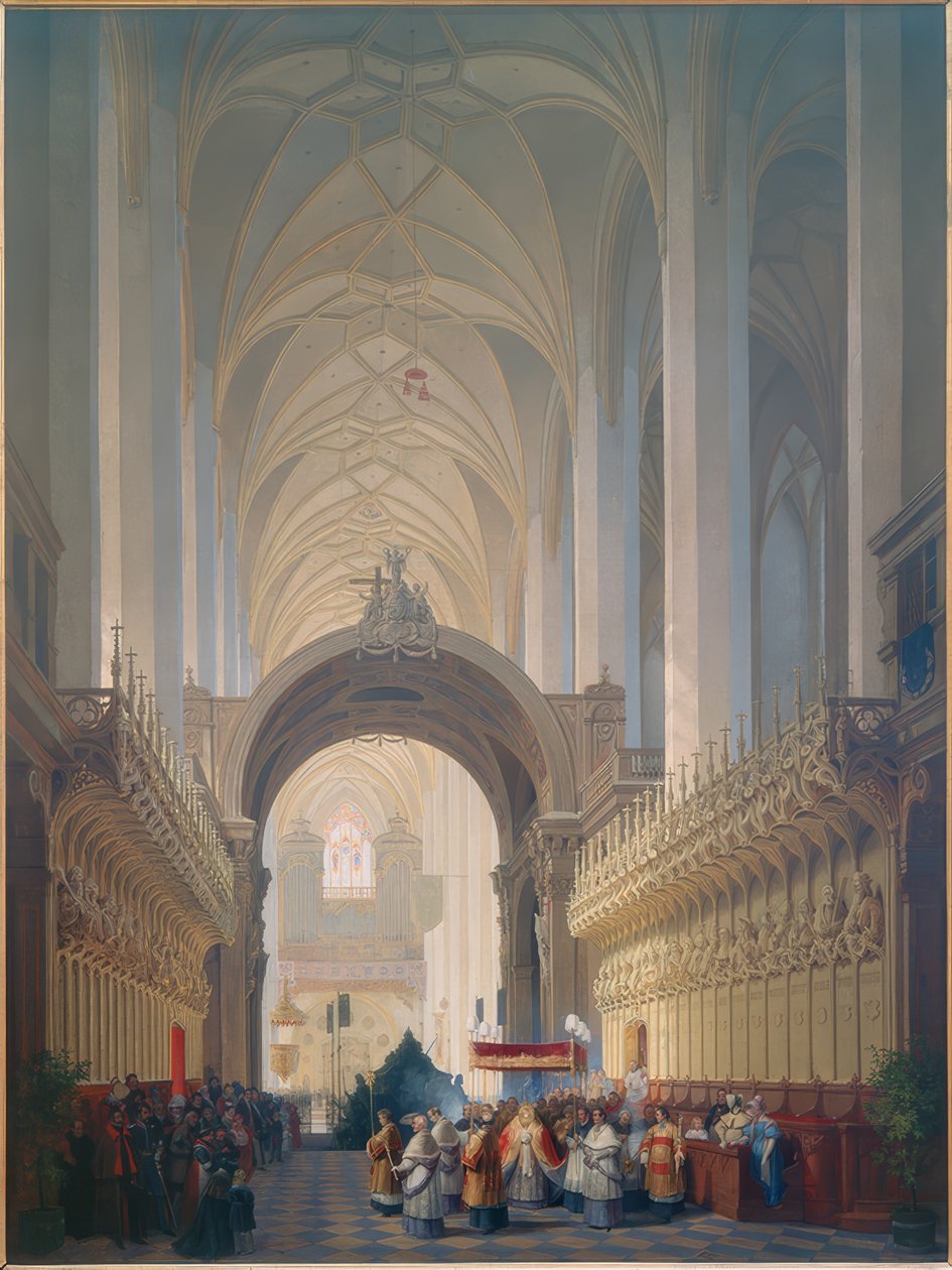 Det indre af Munich Frauenkirche af Max Emanuel Ainmiller