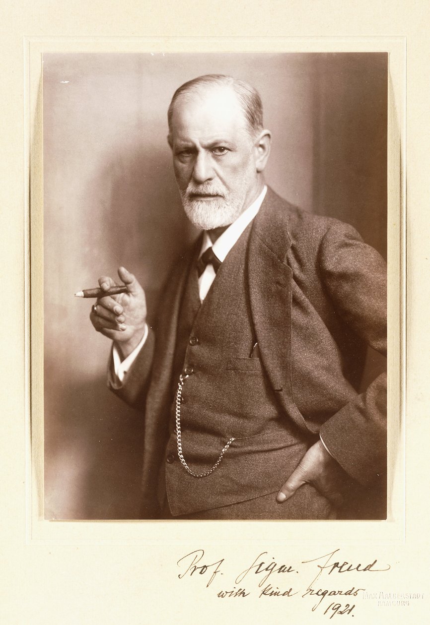 Et signeret fotografi af Sigmund Freud, ca. 1921 (sepiafoto) af Max Halberstadt