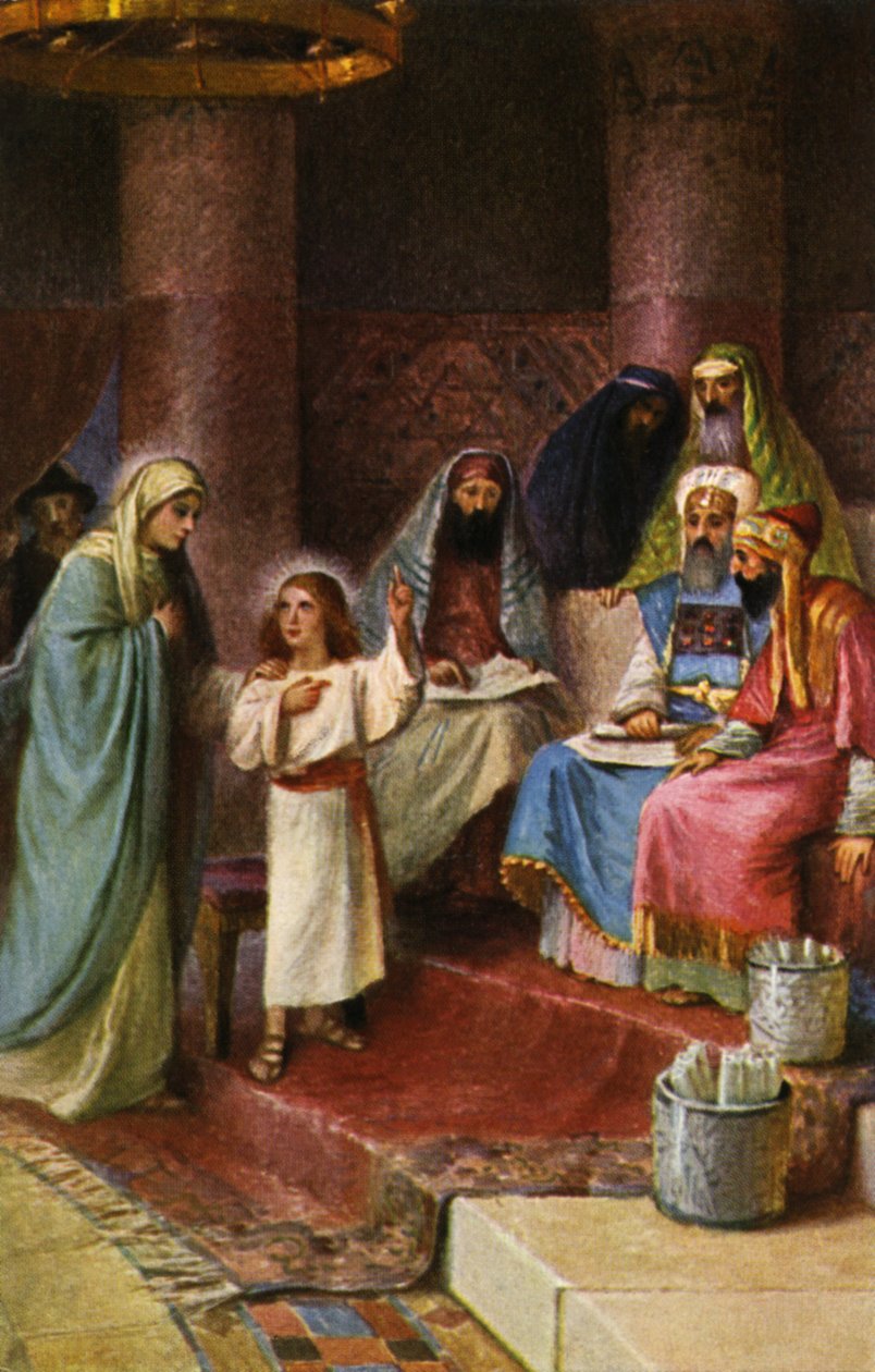 Hannah tager Samuel med til Eli i templet (print) af Max Hirmer