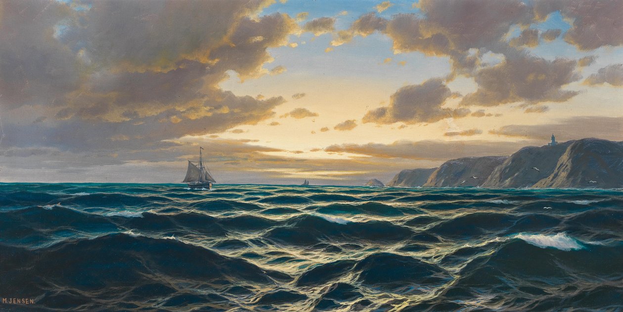 Tysk: Marine, solnedgang på kysten af Max Jensen