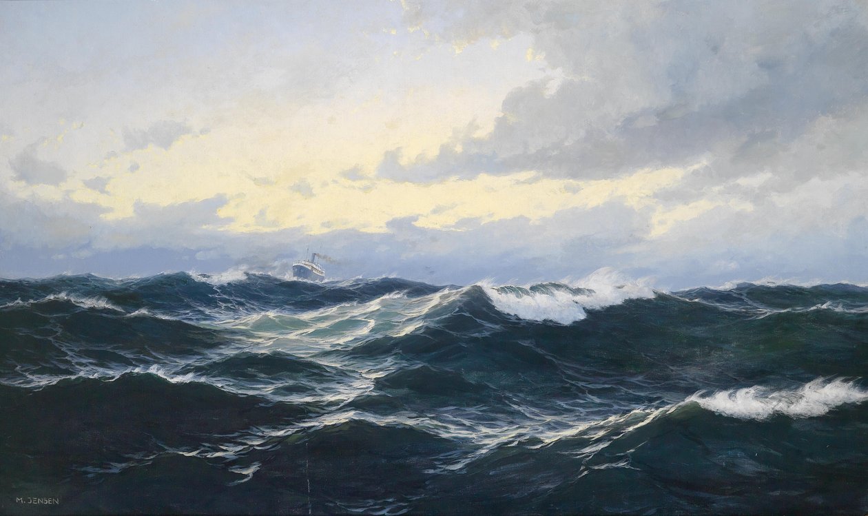 Marinestykke med damper af Max Jensen