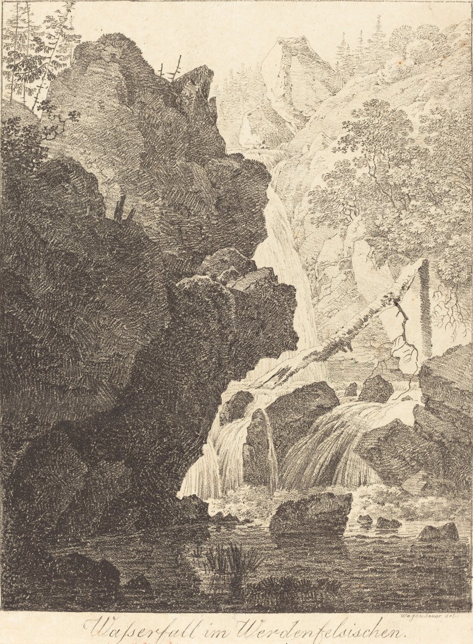 Vandfaldet (vandfaldet i Werdenfels) af Max Joseph Wagenbauer