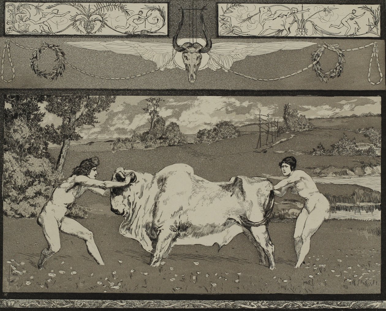 Apollo og Daphne II Fra serien Opus II, 1879 af Max Klinger