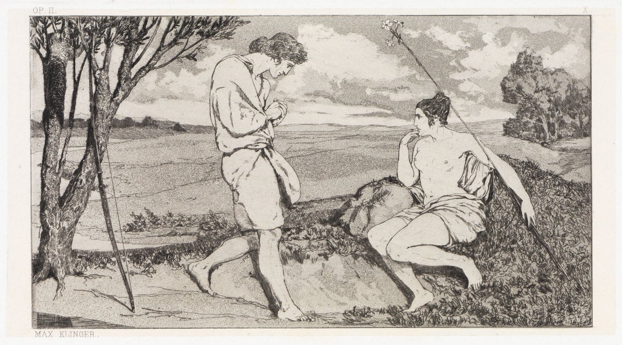 Apollon og Dafne I (Redninger af ovidiske ofre, opus II, blad 10) af Max Klinger