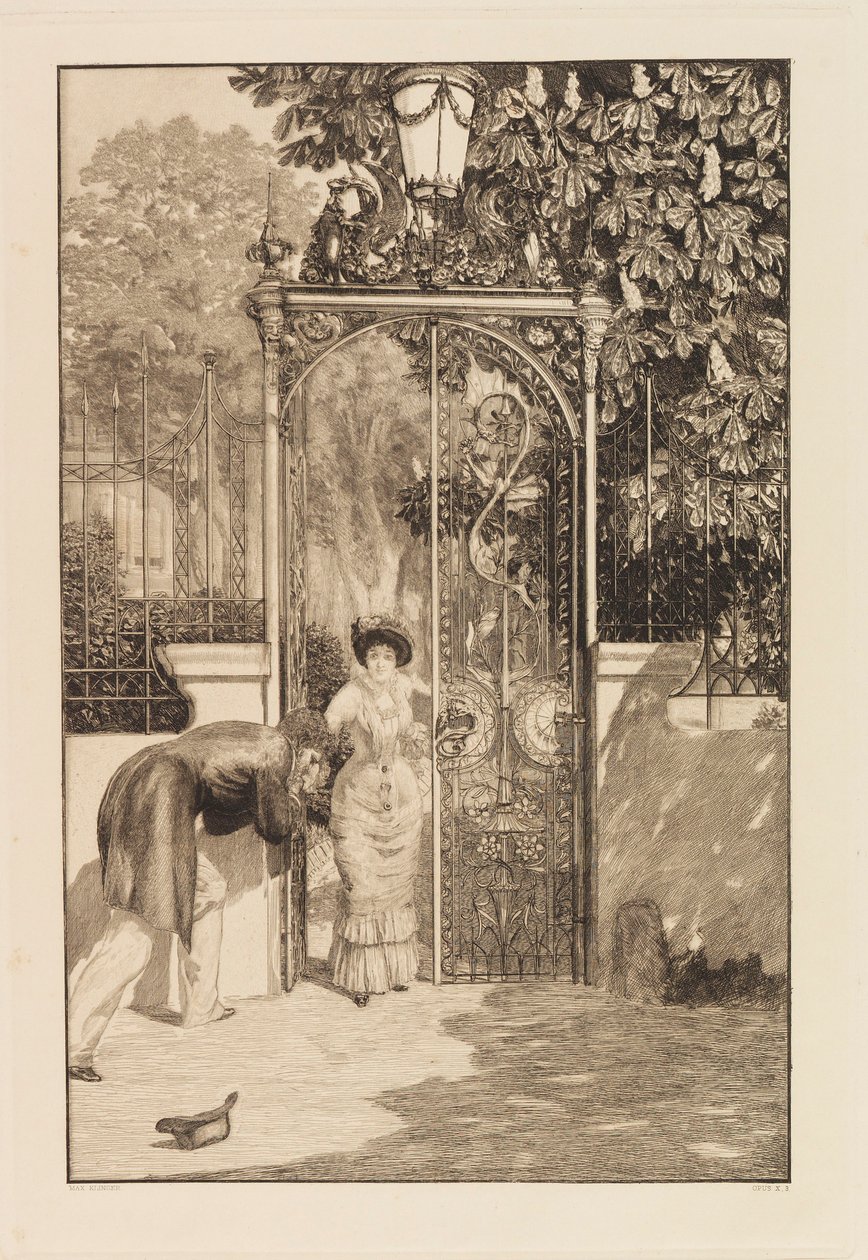 At the Gate fra serien A Love, Opus X, 1887. af Max Klinger