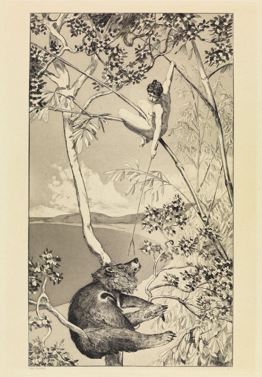 Bjørn og alf (Intermezzi, opus IV, blad 1) af Max Klinger