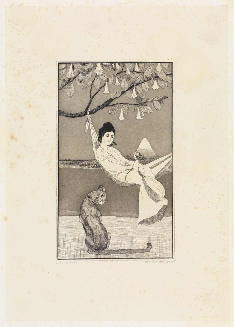 Dolce far niente (Siesta II) (Raderede skitser, opus I, blad 8) af Max Klinger