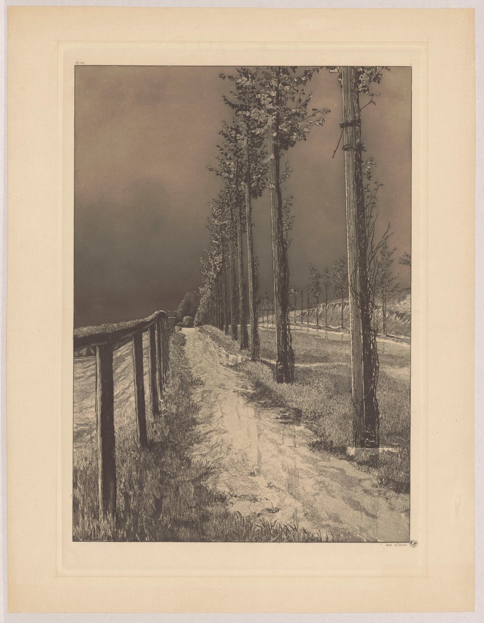 Landevejen, pl. 2, Fire landskaber, op. VII af Max Klinger