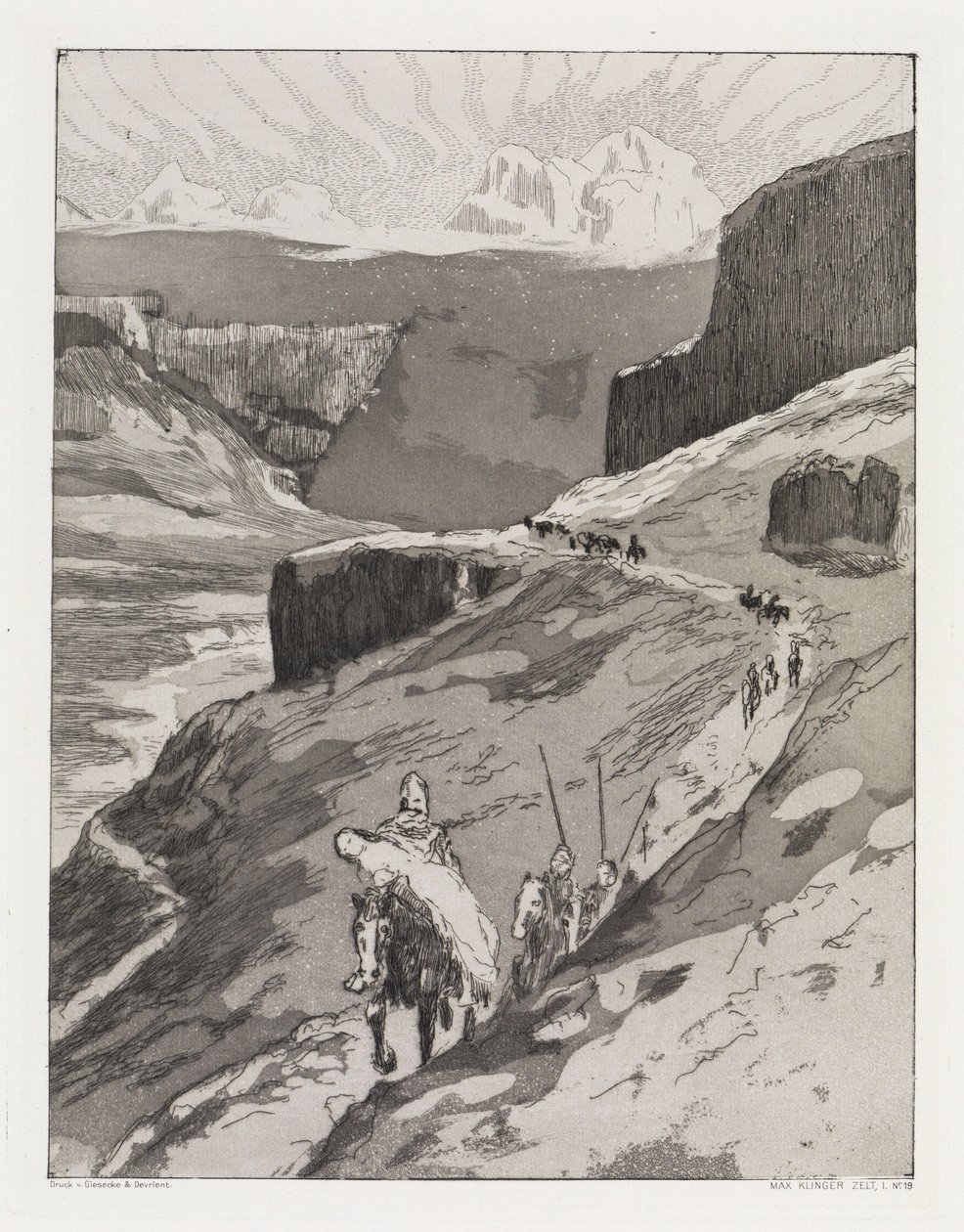 Gennem bjergene (Telt, Opus XIV, 1. del, nr. 19) af Max Klinger