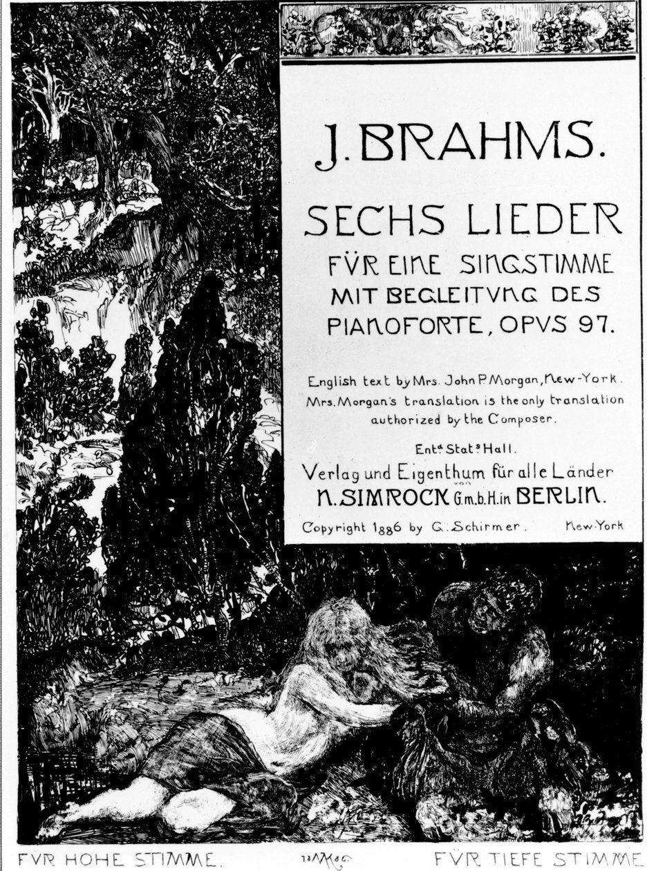 Frontispice til "Seks Lieder opus 97" (Seks sange opus 97) af Johannes Brahms (1833-1897) af Max Klinger