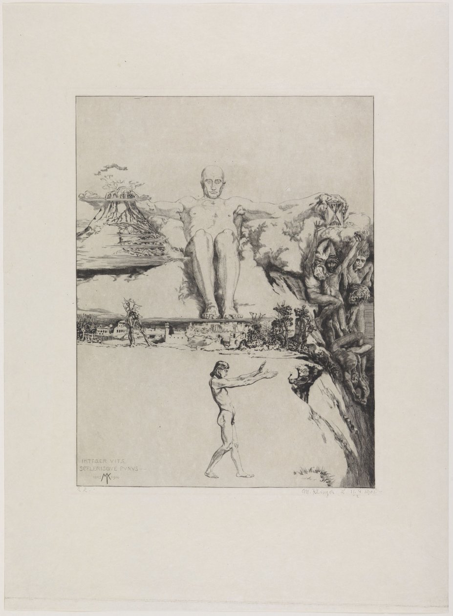 Integer vitae (enkeltblad fra: Om døden, anden del, opus XI, blad 1) af Max Klinger