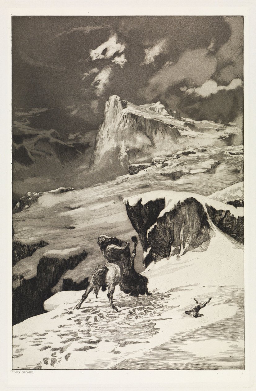 Kæmpende kentaurer (Intermezzi, opus IV, blad 5) af Max Klinger