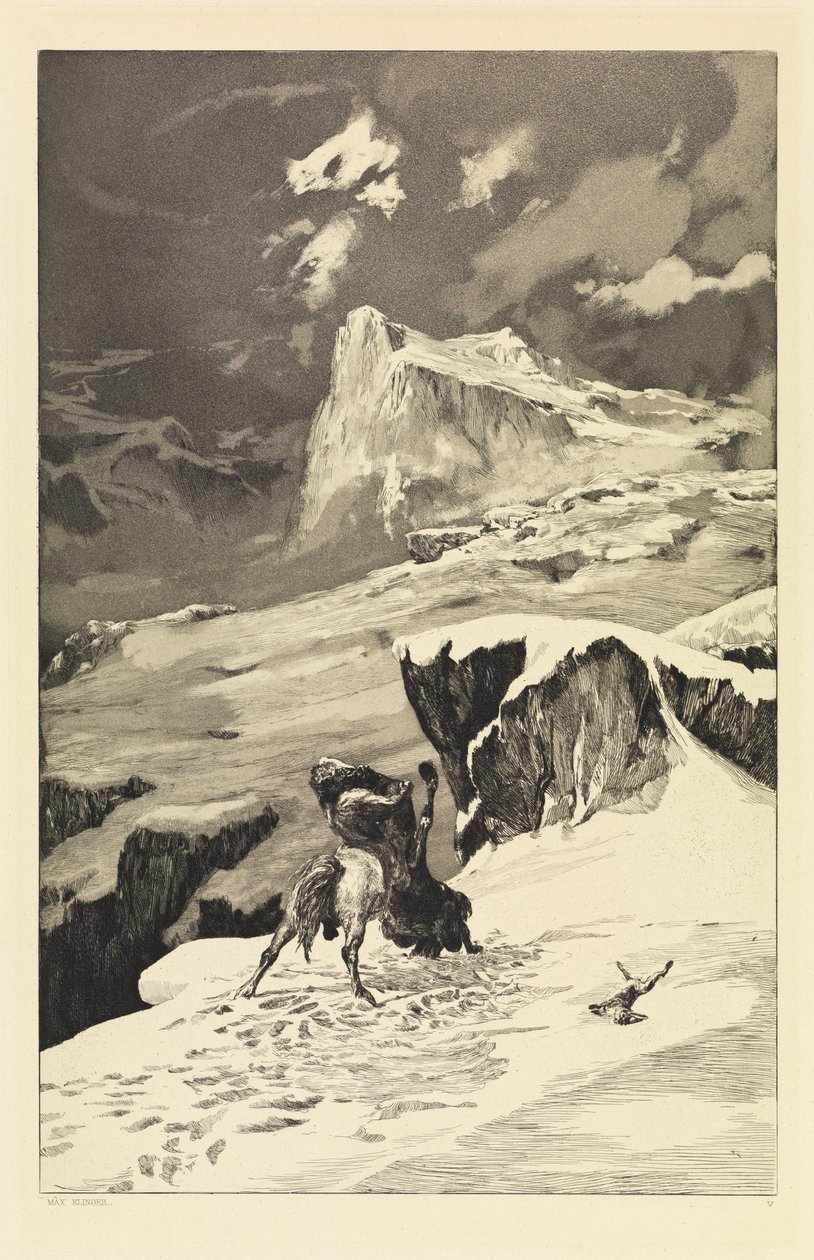 Kæmpende kentaurer (Intermezzi, Opus IV, blad 5) af Max Klinger