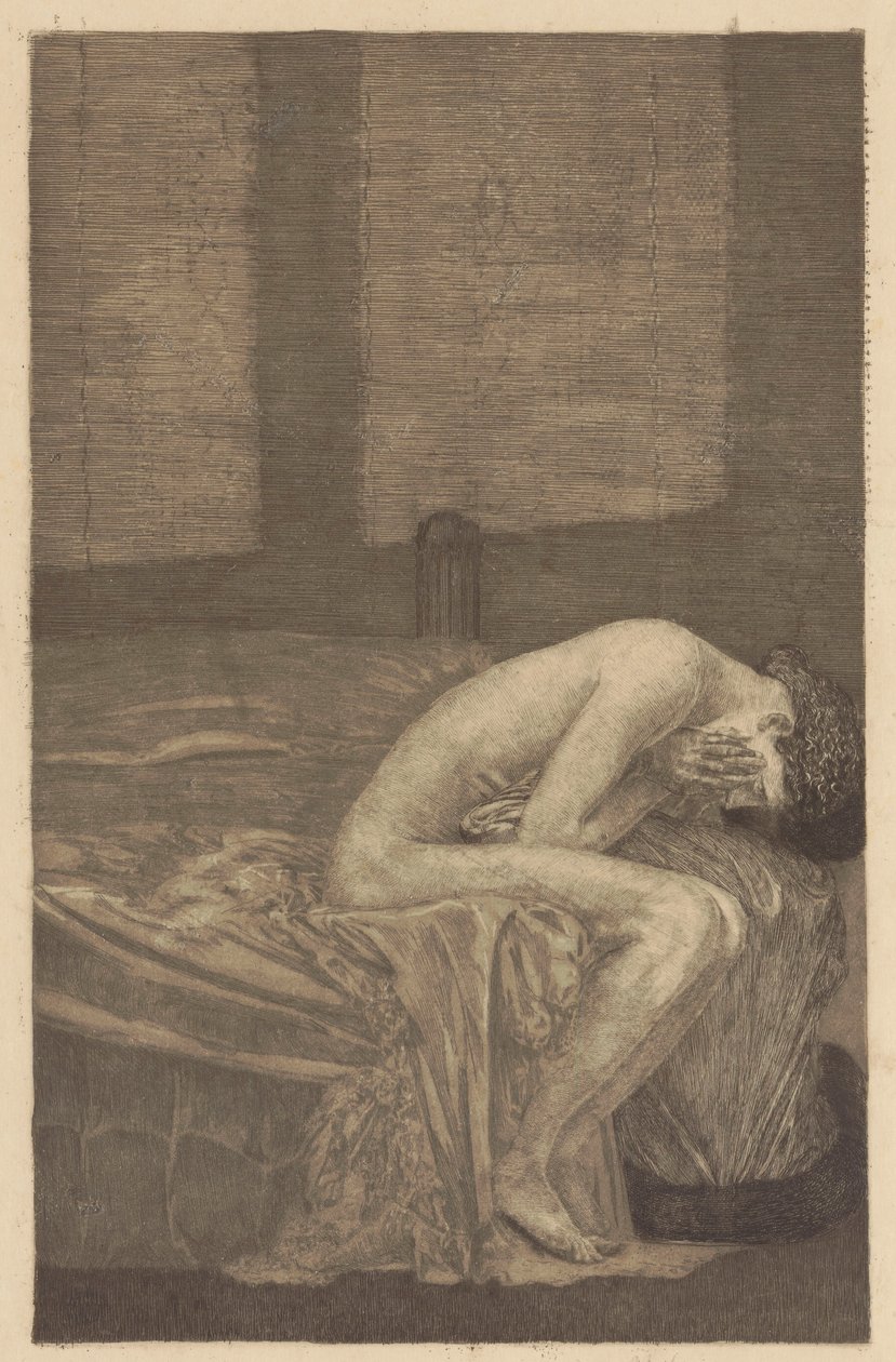 Elskende par i værelset, tavle 13; Brahmsfantasi, op. XII af Max Klinger
