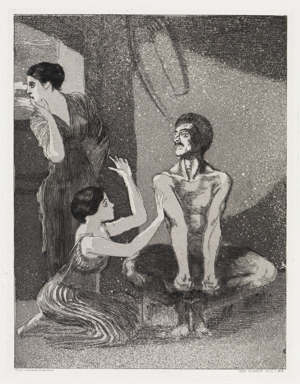 Pigen og Skytten (Telt, Opus XIV, 1. del, nr. 9) af Max Klinger