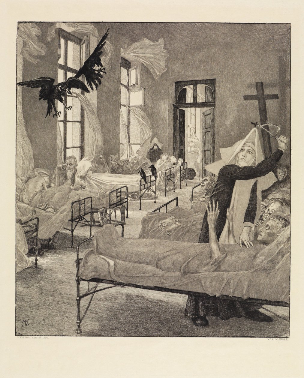 Pest (Om døden, anden del, opus XI, blad 6) af Max Klinger