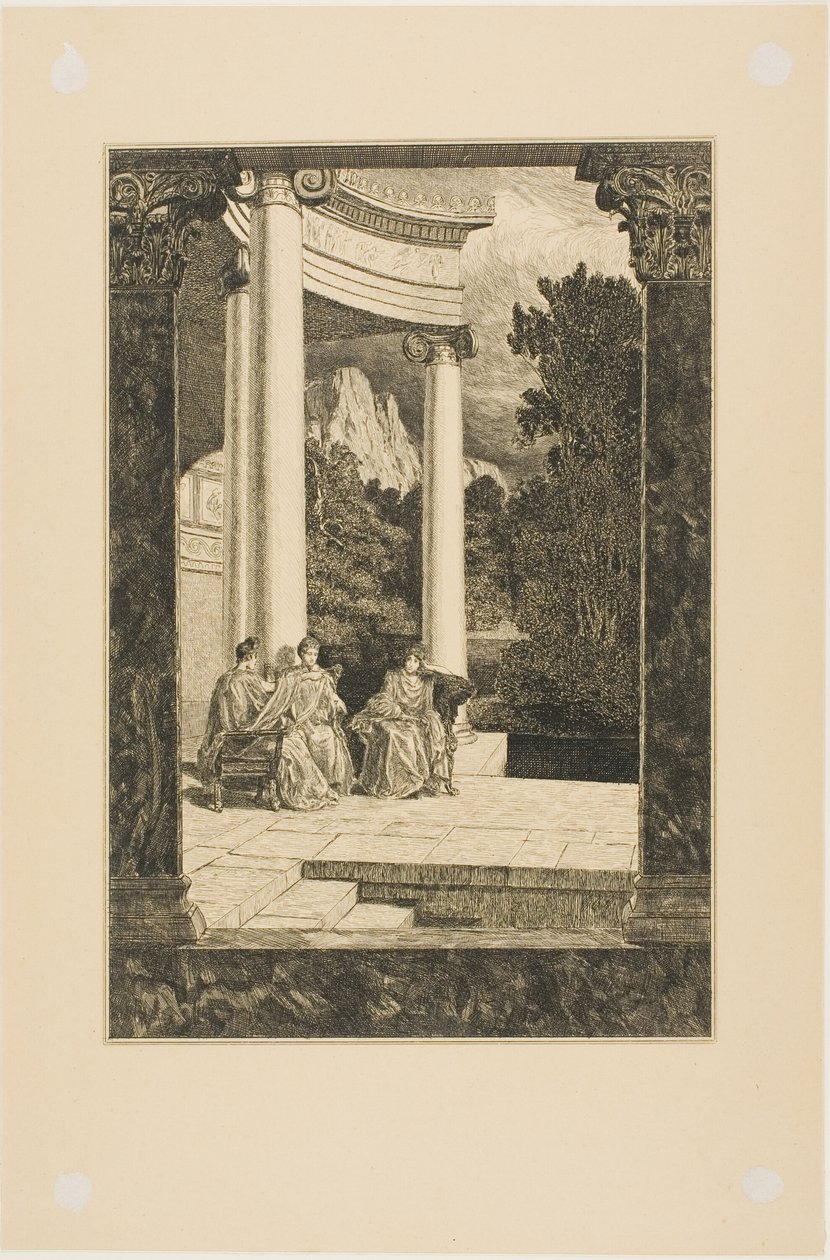 Psyche and her Sisters, tallerken 18 fra Amor og Psyche af Max Klinger