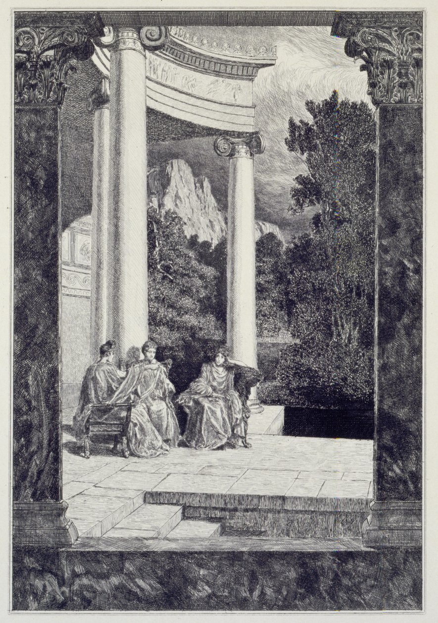 Psyche og hendes søstre, planche 18 fra serien «Amor og Psyche: Opus V» af Max Klinger