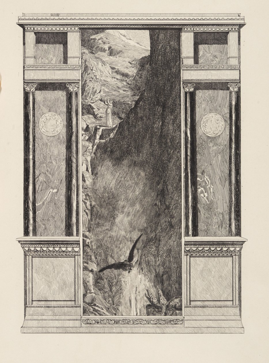 Psyke og Jupiters ørn (Amor og Psyke, opus V, blad 37) af Max Klinger