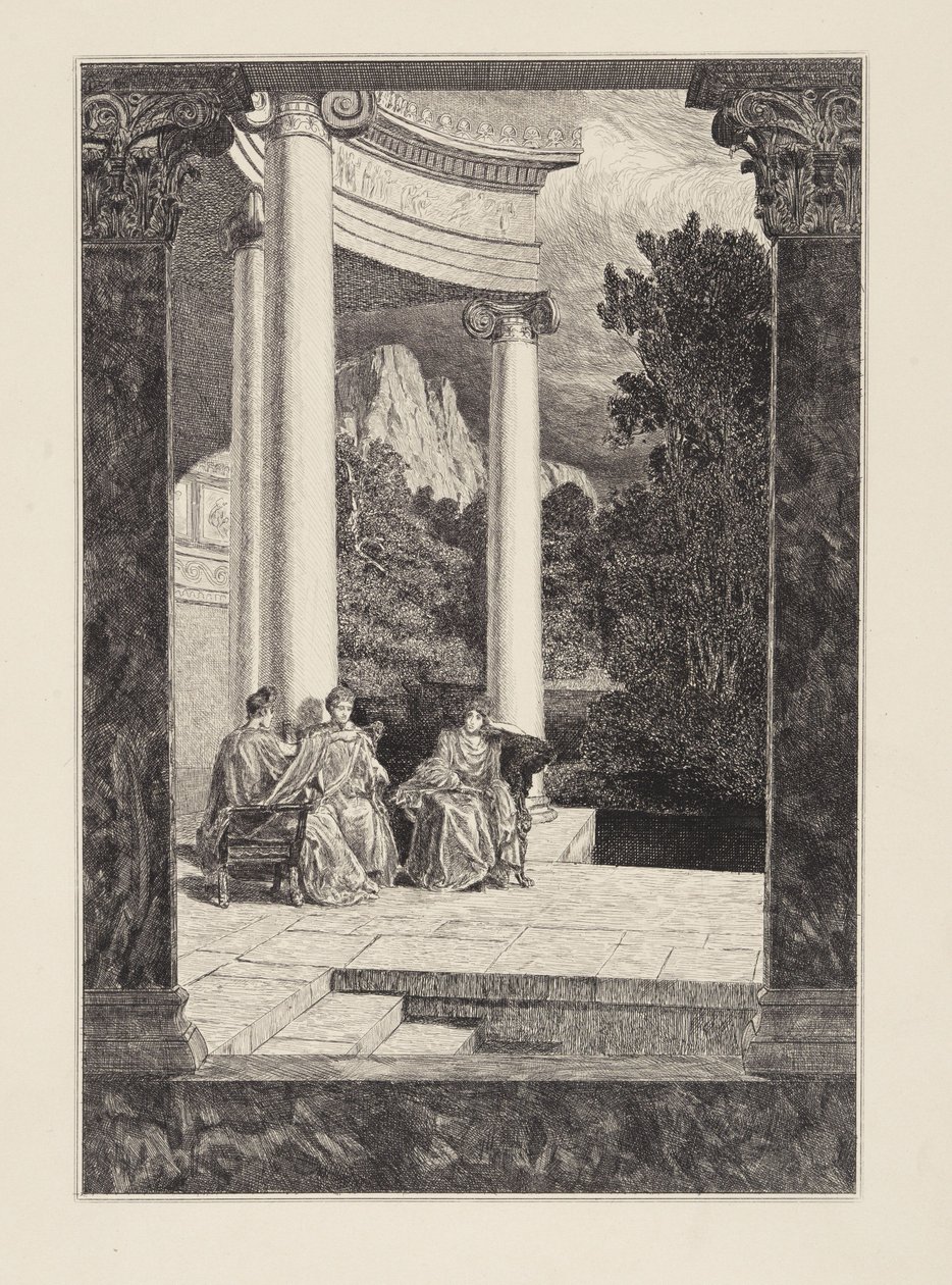 Psyche og hendes søstre (Amor og Psyche, opus V, ark 18) af Max Klinger