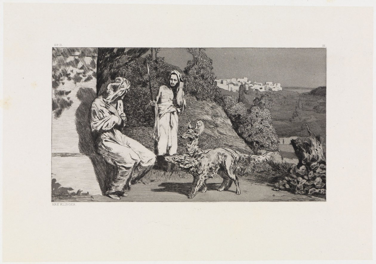 Pyramus og Thisbe II (Redning af Ovids ofre, Opus II, ark 3) af Max Klinger