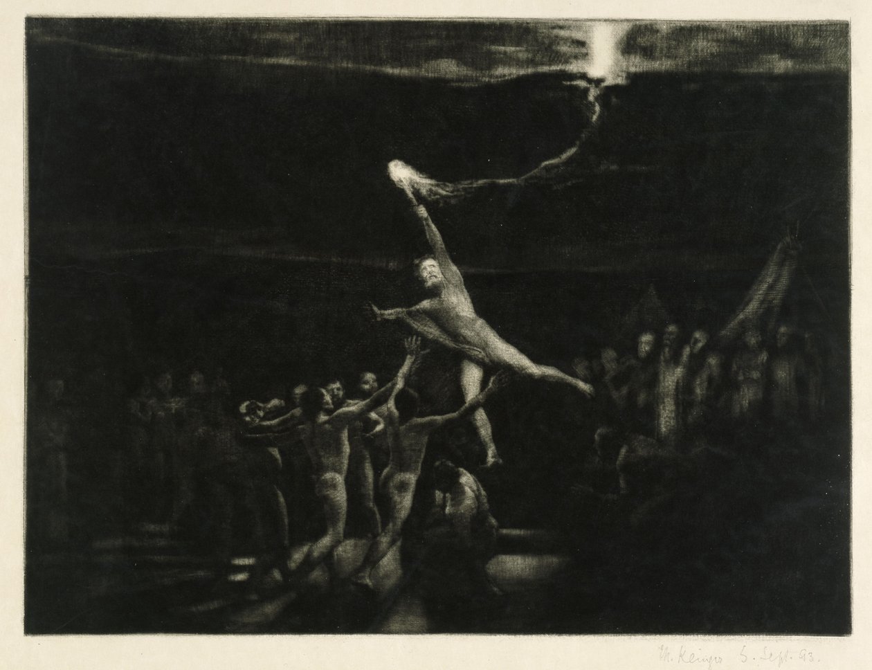 Lysets røveri (blad 22 fra: Opus XII, Brahmsfantasi) af Max Klinger