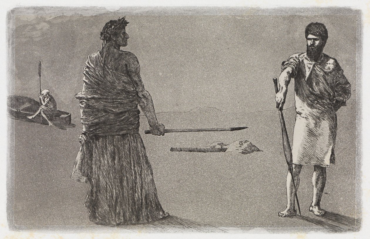 Afslutning (Satire / Beslutning) (Redninger af ovidiske ofre, Opus II, blad 13) af Max Klinger