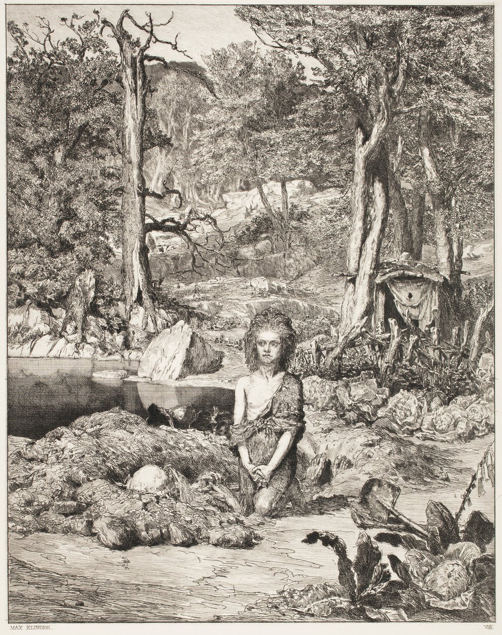 Simplicius ved eneboerens grav af Max Klinger