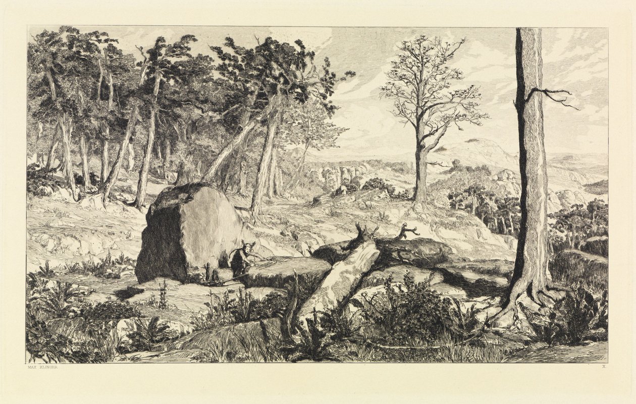 Simplicius i skovens ødemark (Intermezzi, opus IV, blad 10) af Max Klinger