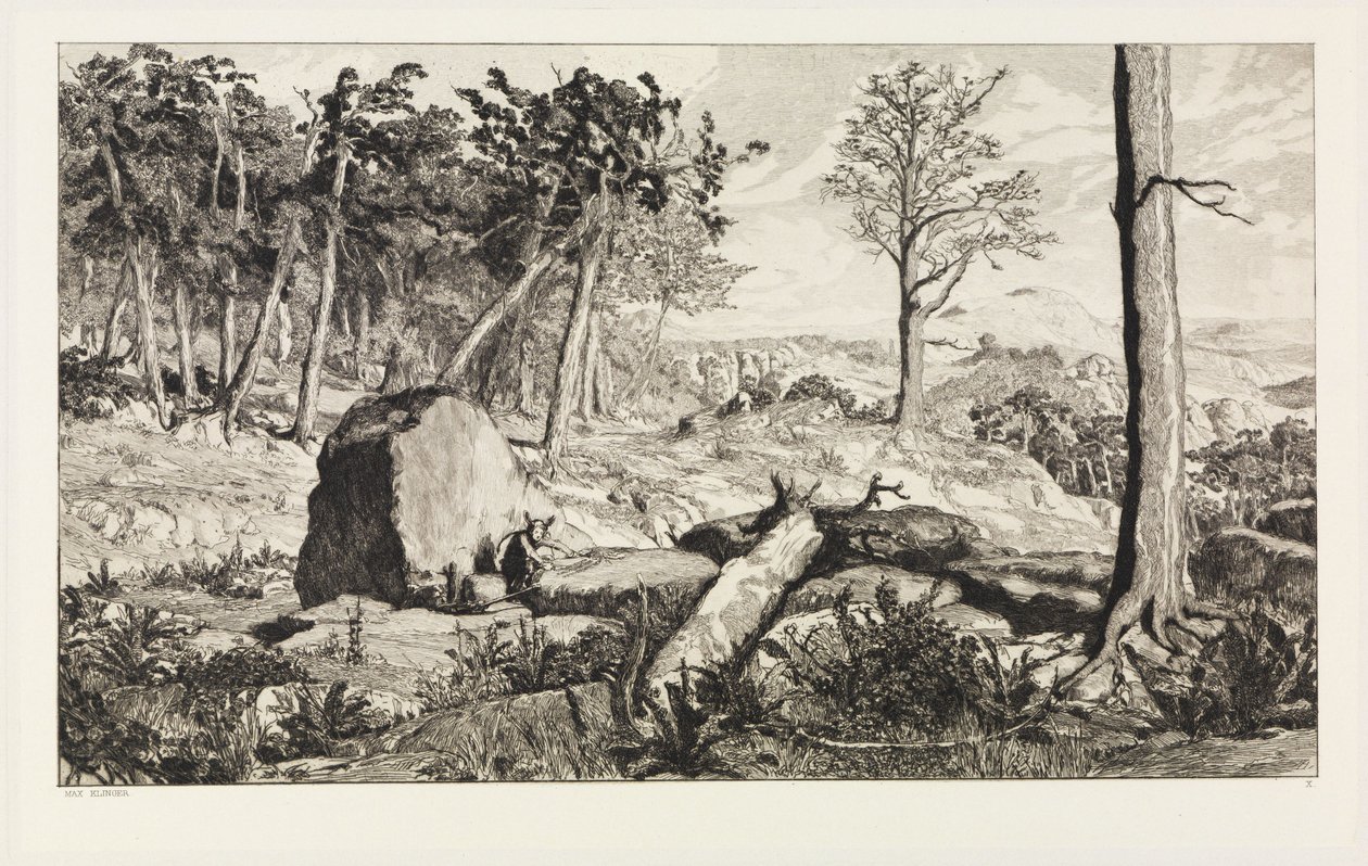 Simplicius i skovødemarken (Intermezzi, opus IV, blad 10) af Max Klinger