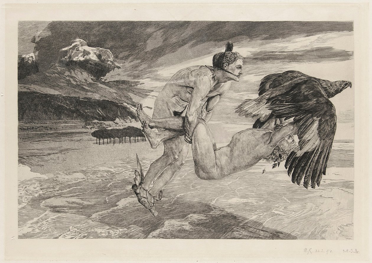 Bortførelsen af Prometheus, tavle 14, Brahms-fantasi, op. XII af Max Klinger