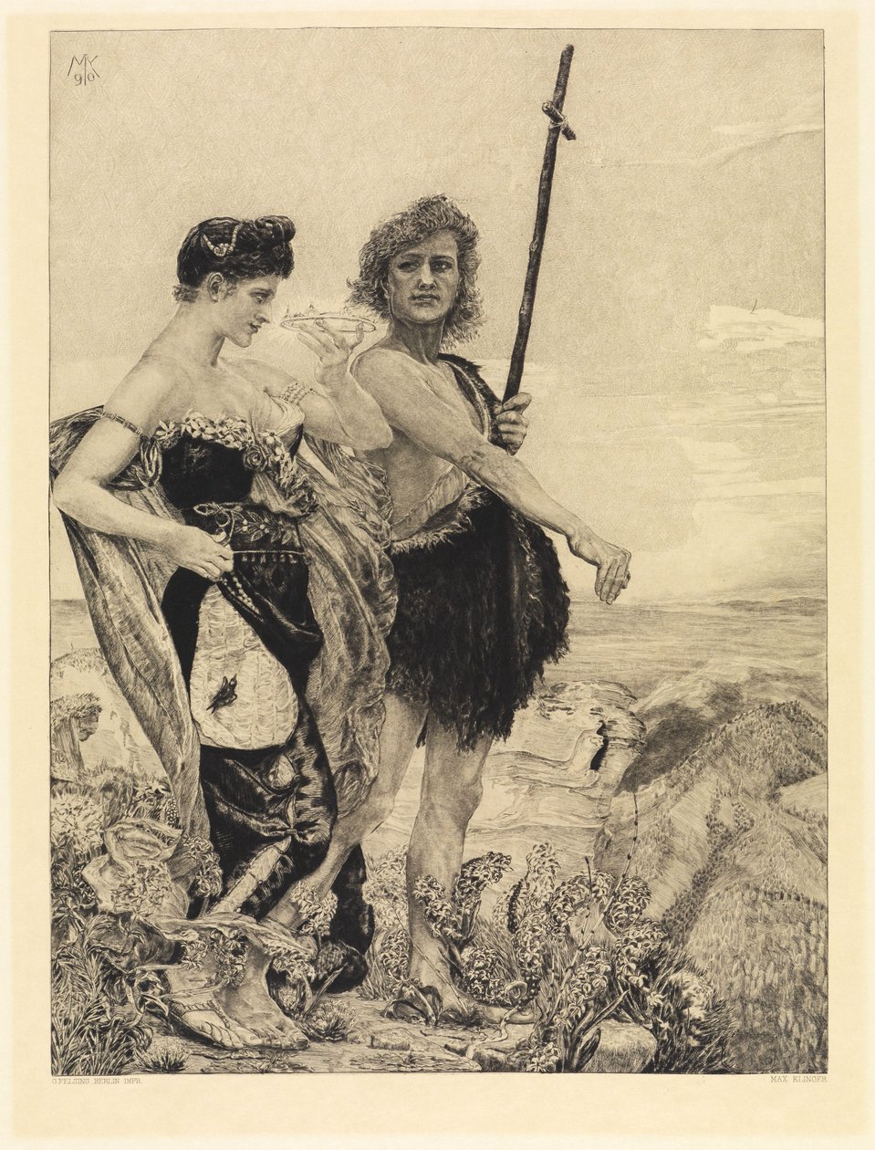 Fristelse (Om døden, anden del, opus XI, side 10) af Max Klinger