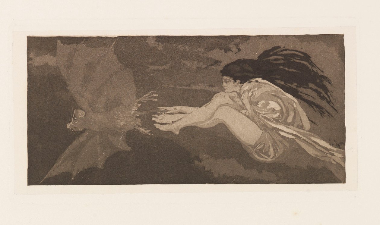 Heks og Flagermus, 1880. af Max Klinger
