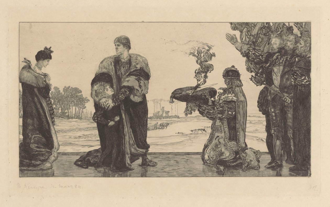 Hersker og død, forkastet planche til cyklussen: Om døden del II, planche 2, Op. XIII af Max Klinger