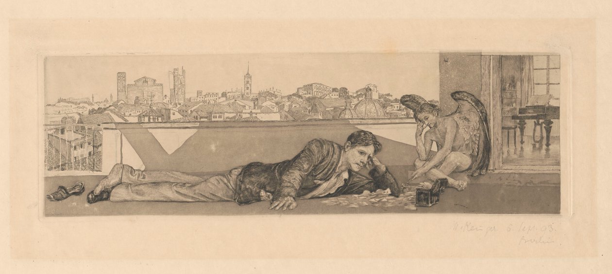Til „Gammel kærlighed“, blad 2, Brahmsfantasi, op. XII af Max Klinger